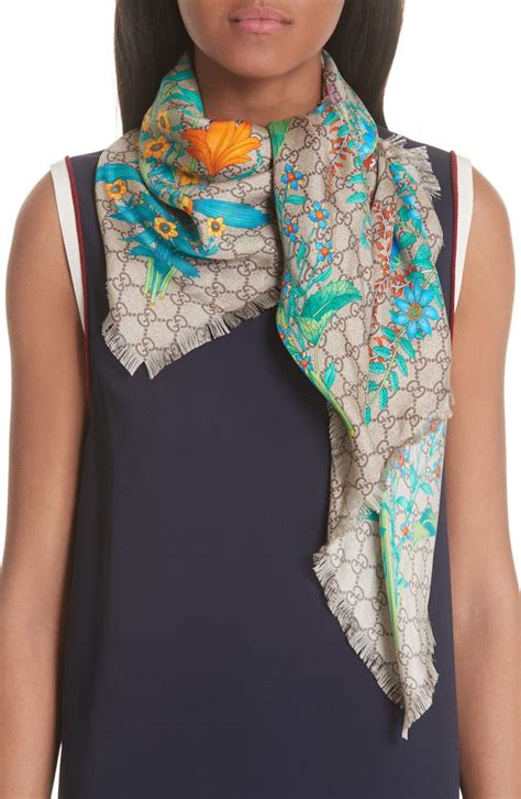 gucci gucci floral print scarf|Gucci neckerchief.